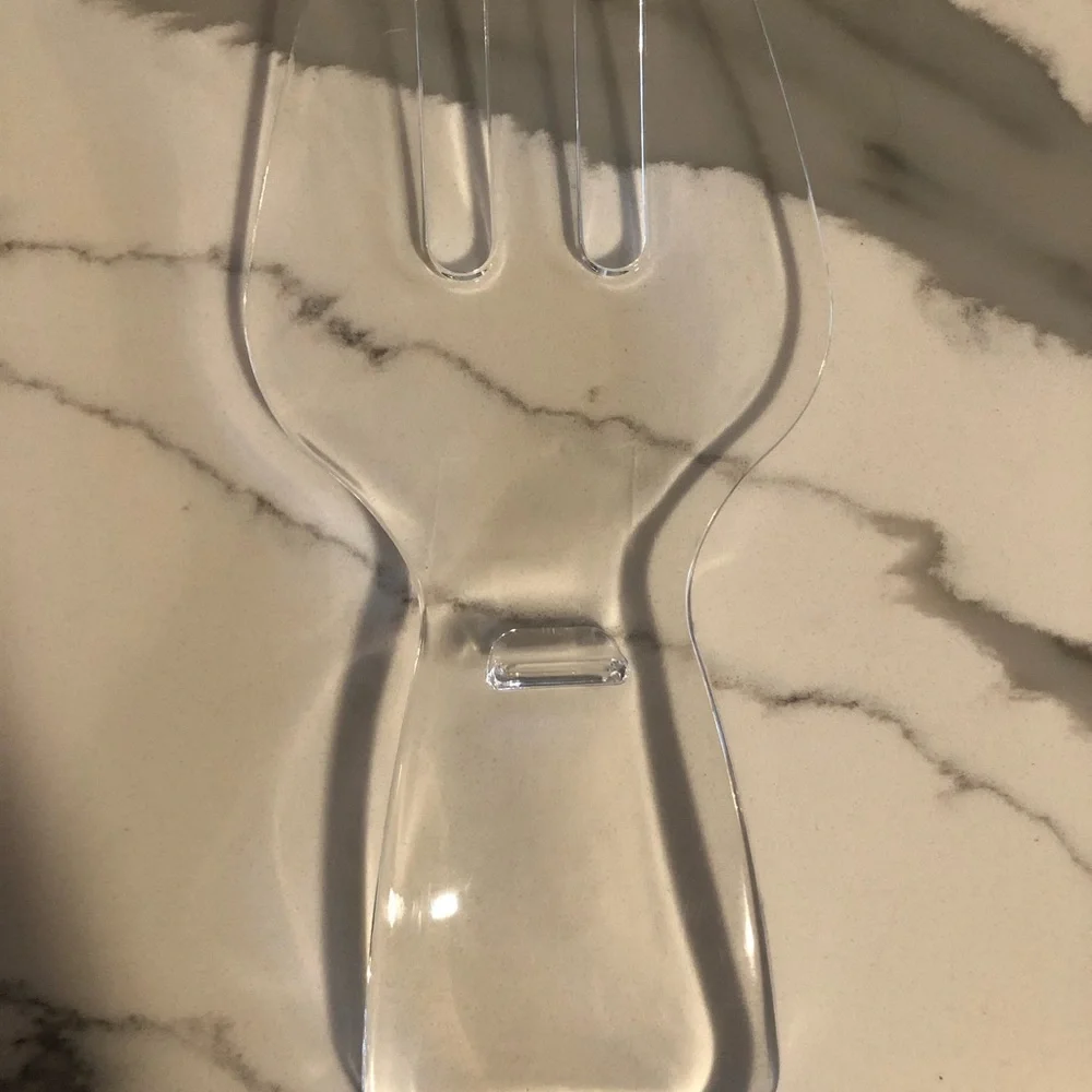 Vintage MCM Lucite Chunky Spoon & Fork Salad Tossers Servers 7